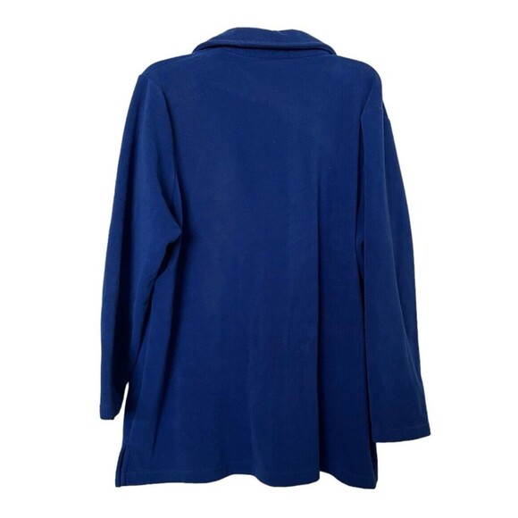 Denim & Co Women's Jacket Blanket Fleece Button Front Bright Blue Size1X - Picture 2 of 5